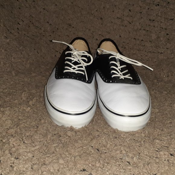 VANS VAULT-SPECTATOR LX-Black/White Leather-VN0KXNBA2-RARE/SKATE-SZ 9-Near Mint main image 5
